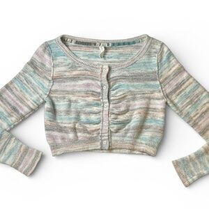 Daily Practice Anthropologie Cropped Knit Cardigan Pastel Stripe Size M